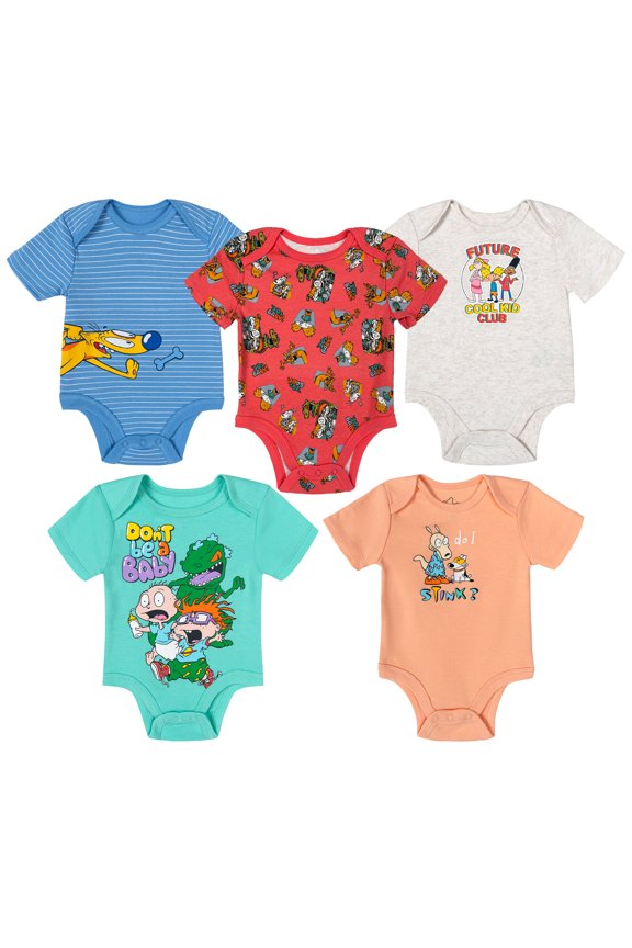 The 90s Rugrats Rocko's Modern Life CatDog Hey Arnold 5 Pack Bodysuits Newborn to Infant