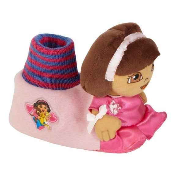 Nickelodeon Toddler Girl Pink Dora the Explorer Slippers Sock Top House Shoes L