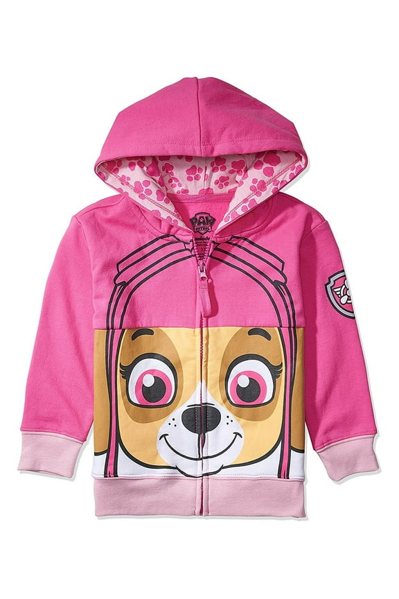 Toddler Paw Patrol Character Big Face Costume Zip-up Hoodies (5T, Skye)