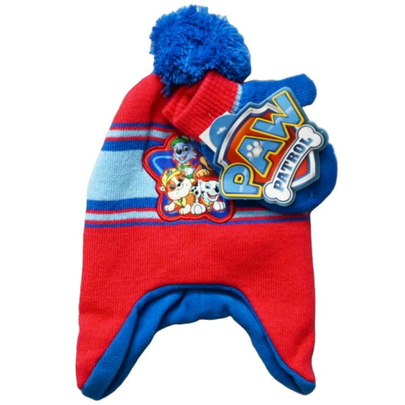 Nickelodeon Toddlers Paw Patrol Scandi and Mittens Set, Paw Patrol Winter Hat and Mittens