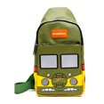 thumbnail image 1 of Nickelodeon Vegan Leather Crossbody Sling Bag, Teenage Mutant Ninja Turtles Party Van Close Up, Olive Green, 7" x 14", 1 of 1