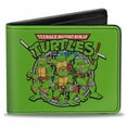 thumbnail image 1 of Nickelodeon Wallet, Bifold, Classic TMNT Turtles Battle Pose8 Manhole Cover Green Black, Vegan Leather, 1 of 5