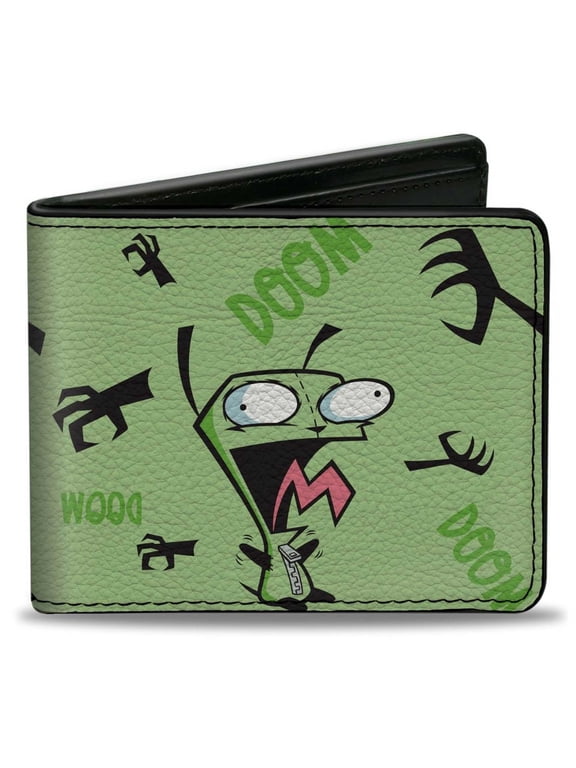 Nickelodeon Wallet, Bifold, Invader Zim GIR Screaming Doom Pose Greens, Vegan Leather