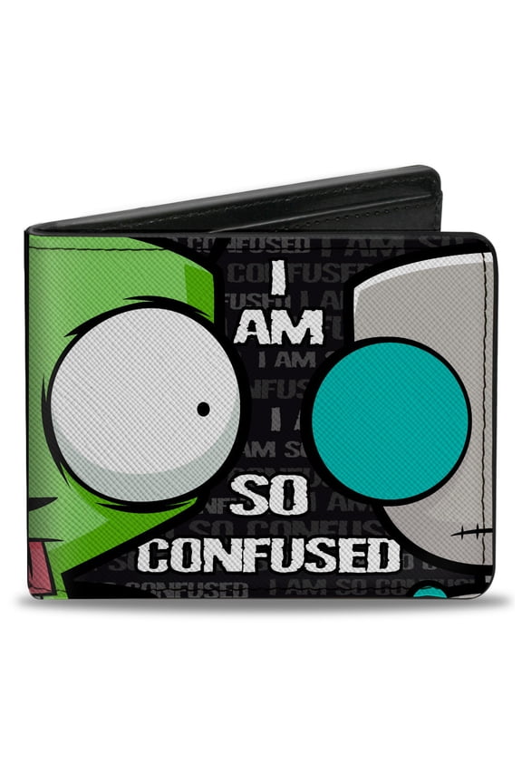 Nickelodeon Wallet, Bifold, Invader Zim Robot Close Up I am So Confused, Vegan Leather