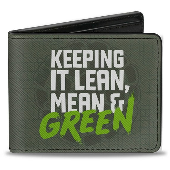 Nickelodeon Wallet, Bifold, Ninja Turtles Keep It Lean Mean Green Classic TMNT Pose Gray, Vegan Leather
