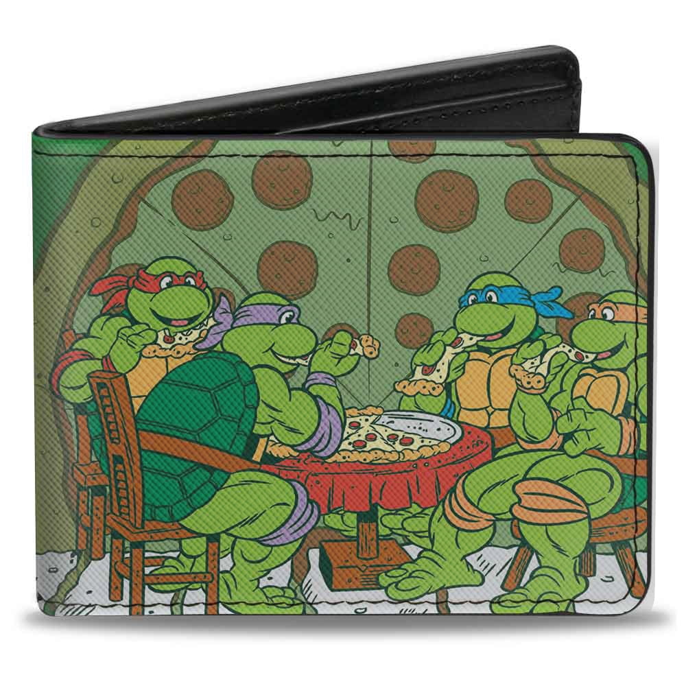 Nickelodeon TMNT Bifold Wallet - Turtle Power Vegan Leather, 5 Card Slots, ID Window