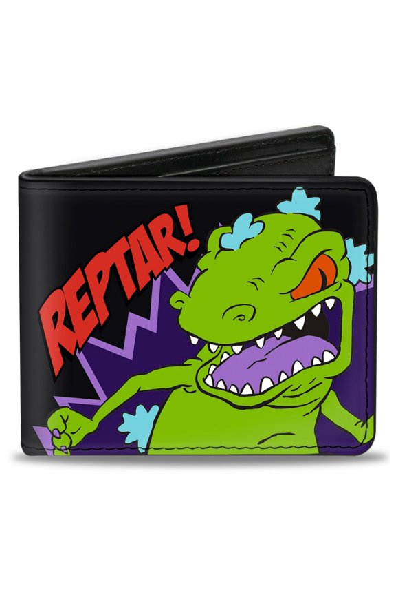 Nickelodeon Wallet, Bifold, Reptar Pose Rugrats Logo, Vegan Leather