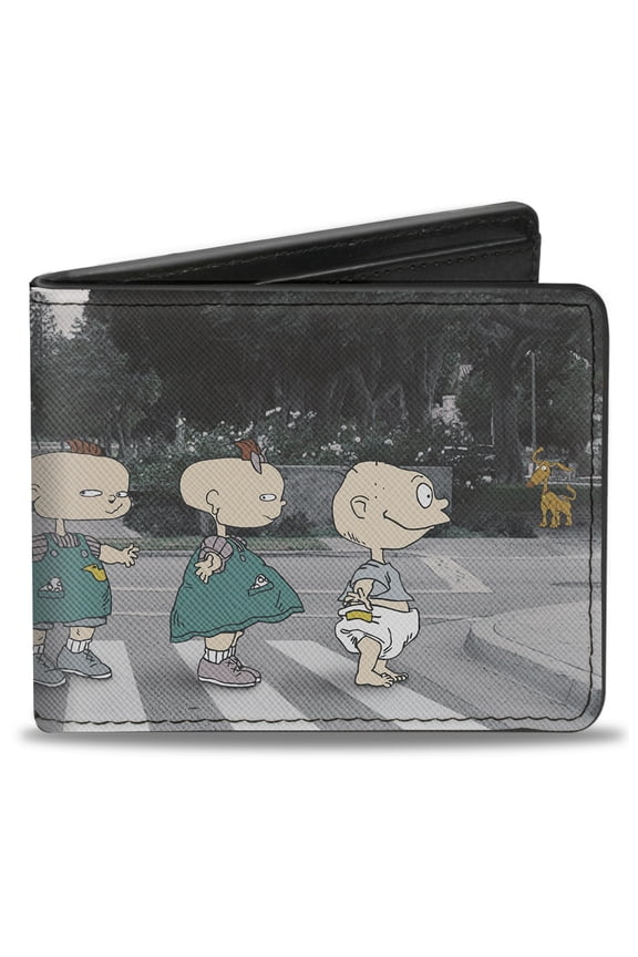 Nickelodeon Wallet, Bifold, Rugrats Character Road Crossing Scene, Vegan Leather