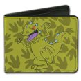 thumbnail image 1 of Nickelodeon Wallet, Bifold, Rugrats Reptar 2 Poses Footprints Scattered Greens, Vegan Leather, 1 of 5