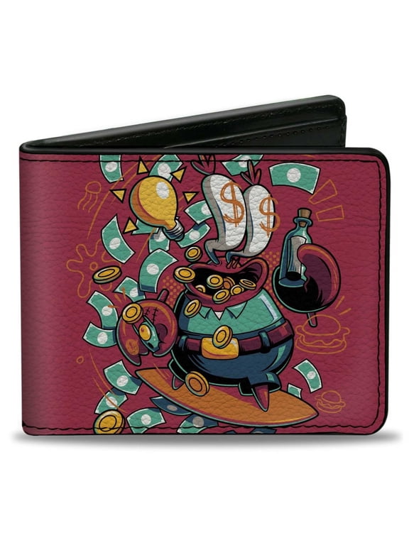 Nickelodeon Wallet, Bifold, SpongeBob Mr Krabs Dollar Sign Pose Pink, Vegan Leather