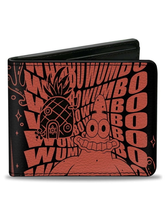 Nickelodeon Wallet, Bifold, SpongeBob Patrick Star Wumbo Pose Black Red, Vegan Leather