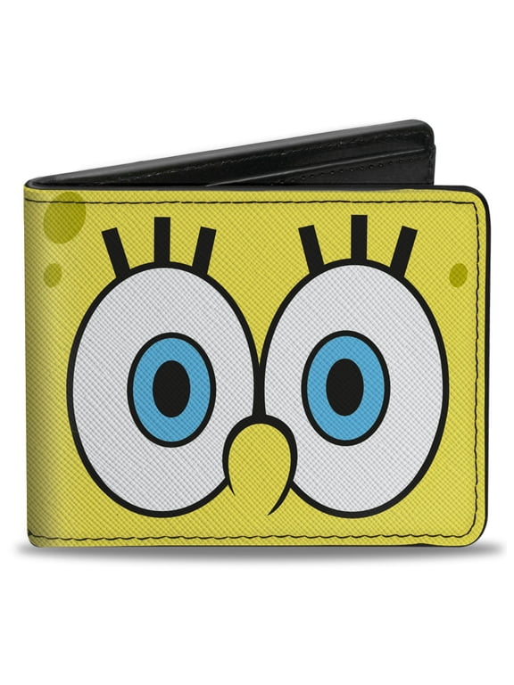 Nickelodeon Wallet, Bifold, SpongeBob SquarePants Eyes Close Up Yellow, Vegan Leather