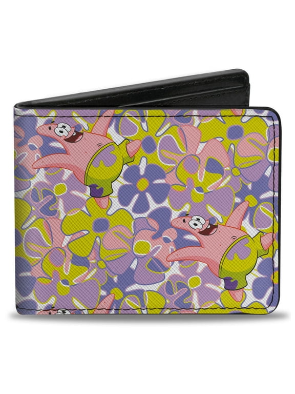 Nickelodeon Wallet, Bifold, SpongeBob SquarePants Patrick Starfish Sea Flowers Pose Colla, Vegan Leather