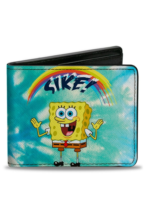 Nickelodeon Wallet, Bifold, SpongeBob SquarePants Rainbow Sike Pose Blues, Vegan Leather
