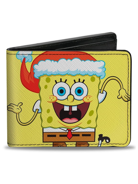 Nickelodeon Wallet, Bifold, SpongeBob SquarePants Wavy Arms Santa Holiday Christmas Pose, Vegan Leather