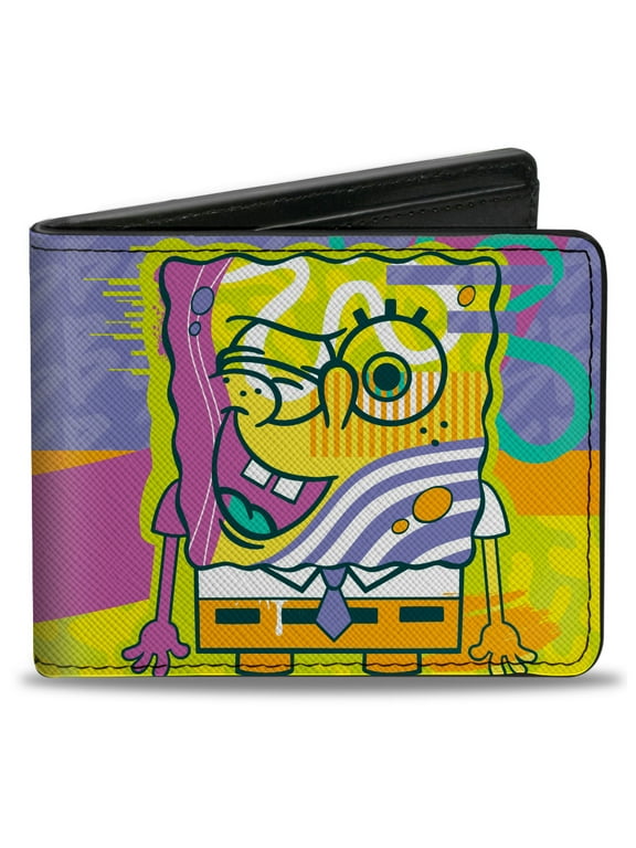 Nickelodeon Wallet, Bifold, SpongeBob SquarePants Winking Pose Multi Color, Vegan Leather