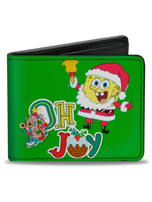 Nickelodeon Wallet, Bifold, SpongeBob SquarePants and Gary Oh Joy Holiday Christmas Pose, Vegan Leather