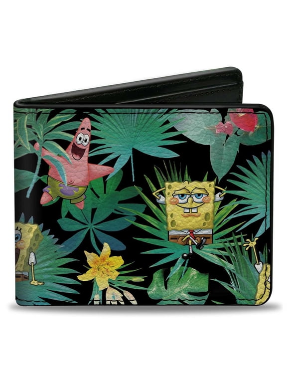 Nickelodeon Wallet, Bifold, SpongeBob Squarepants and Patrick Starfish Tropical Fauna, Vegan Leather