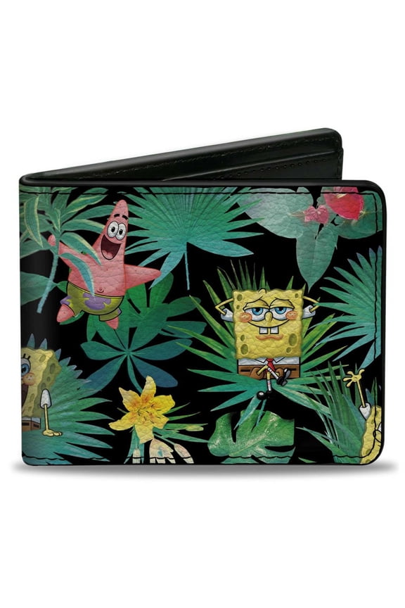 Nickelodeon Wallet, Bifold, SpongeBob Squarepants and Patrick Starfish Tropical Fauna, Vegan Leather