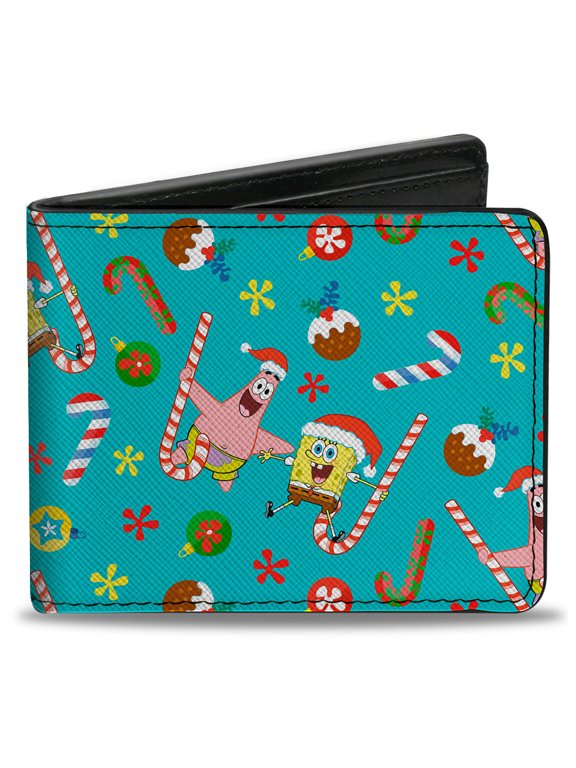 Nickelodeon Wallet, Bifold, SpongeBob and Patrick Star Holiday Treats Christmas Collage, Vegan Leather