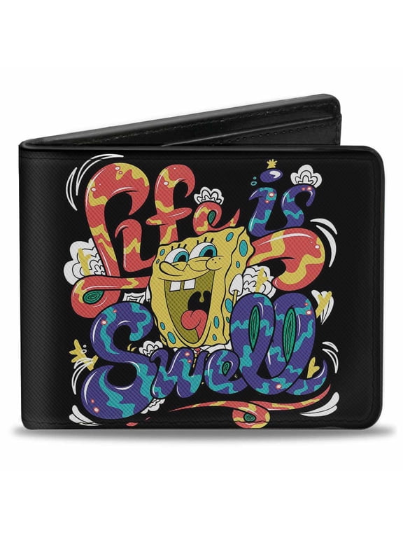 Nickelodeon Wallet, Bifold, Spongebob Life Is Swell Swirl, Vegan Leather