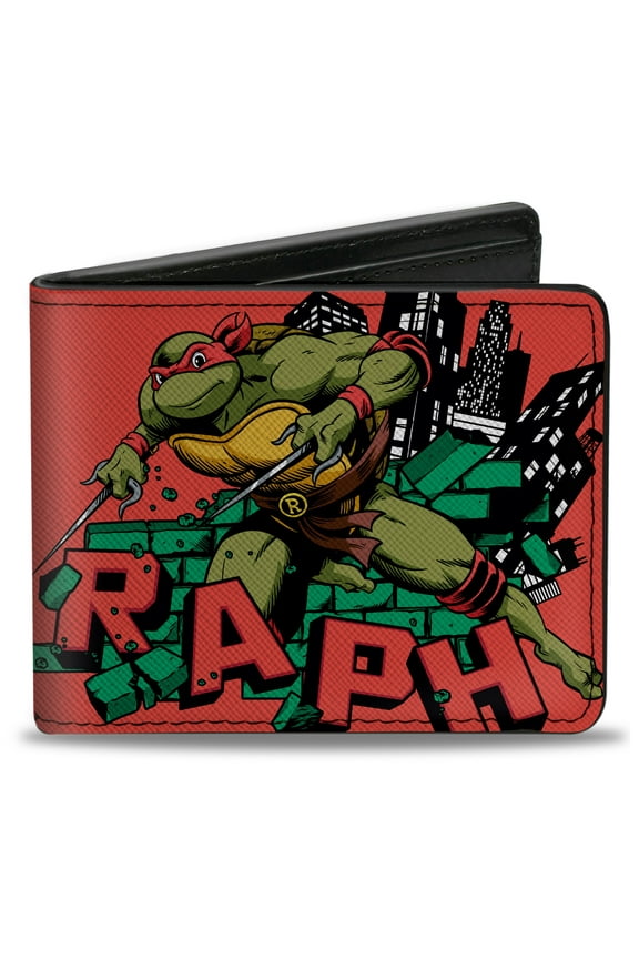 Nickelodeon Wallet, Bifold, Teenage Mutant Ninja Turtles Raph Action Pose Red, Vegan Leather