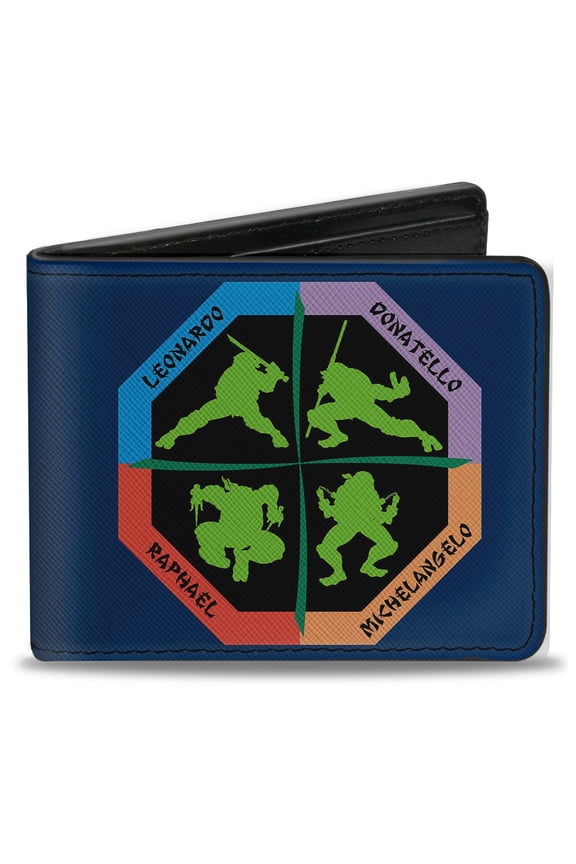 Nickelodeon Wallet, Bifold, Turtle Octagon Poses Teenage Mutant Ninja Turtles, Vegan Leather