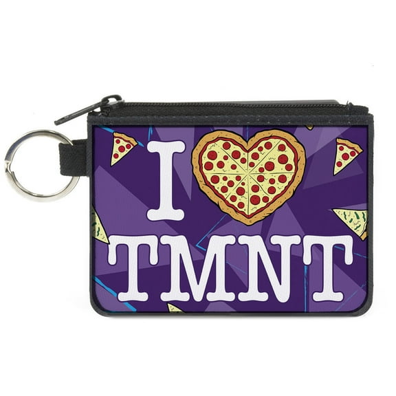 Nickelodeon Wallet, Coin Purse, Classic TMNT Turtles Pose Got Pepperoni Pizza Gold Red, Canvas