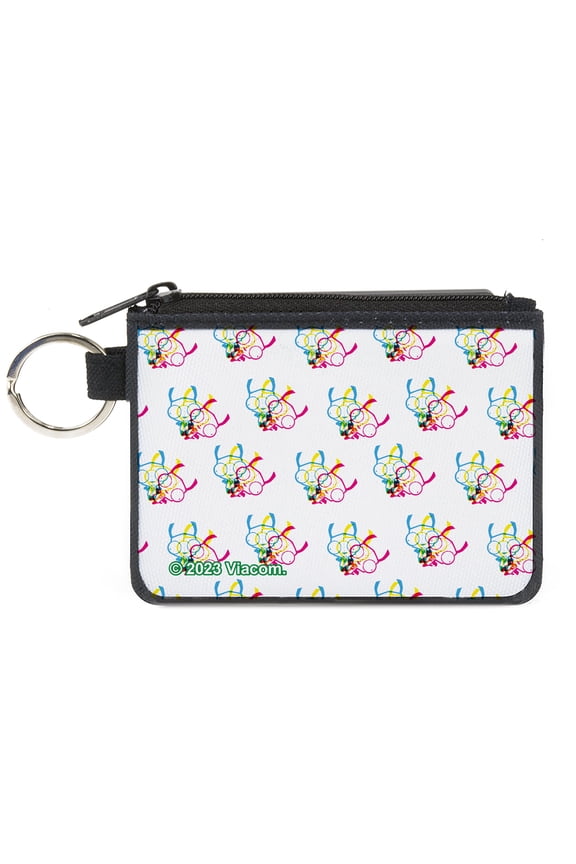 Nickelodeon Wallet, Coin Purse, Invader Zim Triple GIR Pose Stack White Multi Color , Canvas