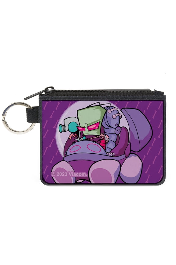 Nickelodeon Wallet, Coin Purse, Invader Zim and GIR Voot Cruiser Pose and Bone Purples, Canvas