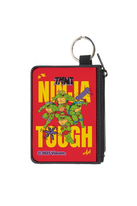 Nickelodeon Wallet, Coin Purse, Ninja Turtles Ninja Tough Group Pose Red Yellow, Canvas