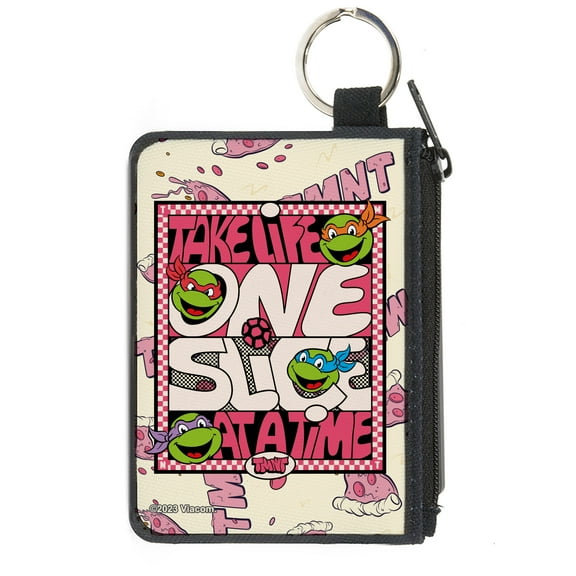 Nickelodeon Wallet, Coin Purse, Ninja Turtles Take Life One Slice at a Time Pizza Collage, Canvas