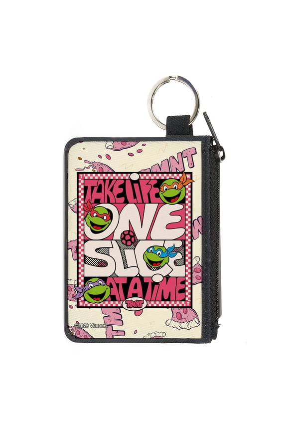 Nickelodeon Wallet, Coin Purse, Ninja Turtles Take Life One Slice at a Time Pizza Collage, Canvas