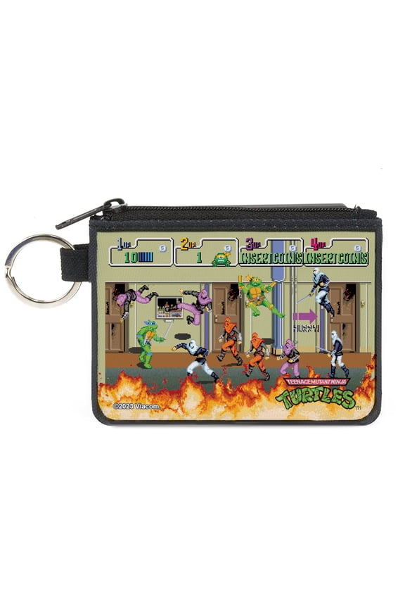 Nickelodeon Wallet, Coin Purse, Teenage Mutant Ninja Turtles 8 Bit Video Battle Scene, Canvas