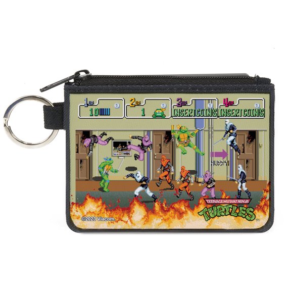 Nickelodeon Wallet, Coin Purse, Teenage Mutant Ninja Turtles 8 Bit Video Battle Scene, Canvas