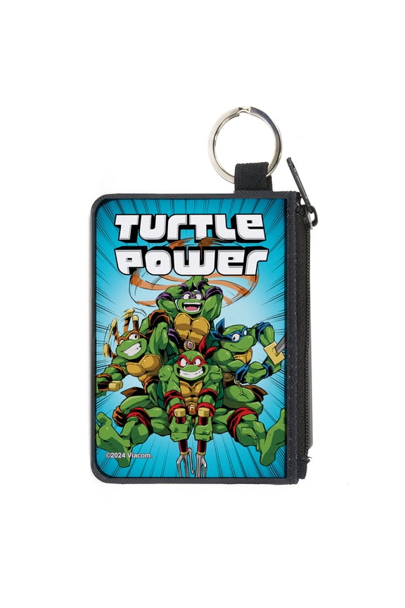 Nickelodeon Wallet, Coin Purse, Teenage Mutant Ninja Turtles Turtle Power Pose Rays Blues, Canvas