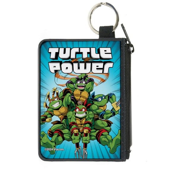 Nickelodeon Wallet, Coin Purse, Teenage Mutant Ninja Turtles Turtle Power Pose Rays Blues, Canvas