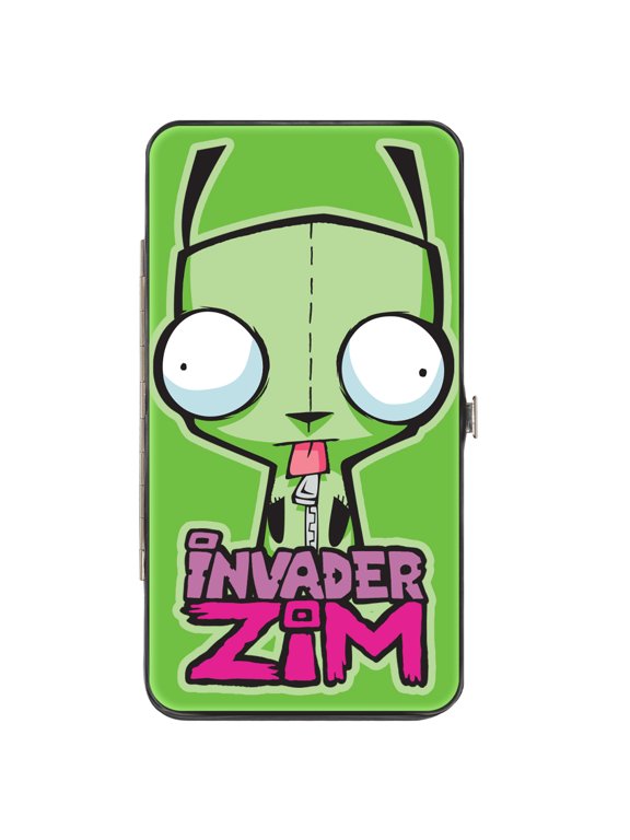 Nickelodeon Wallet, Hinged, Invader Zim GIR Pose and Logo with GIR and Costume Pose Green, Vegan Leather
