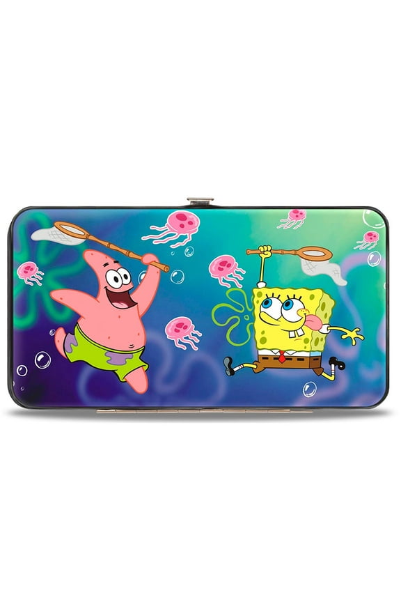 Nickelodeon Wallet, Hinged, Patrick Starfish Spongebob Jellyfishing Jellyfish Catch Pose, Vegan Leather