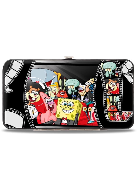 Nickelodeon Wallet, Hinged, Spongebob Group On Red Carpet Film Strip, Vegan Leather