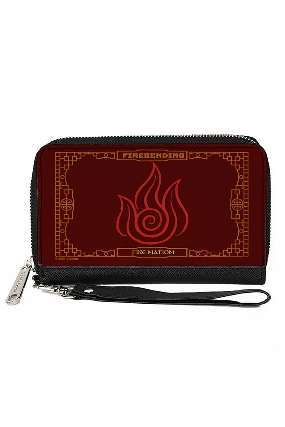 Nickelodeon Wallet, Zip Around, Avatar the Last Airbender Firebending Fire Nation Icon Reds, Vegan Leather