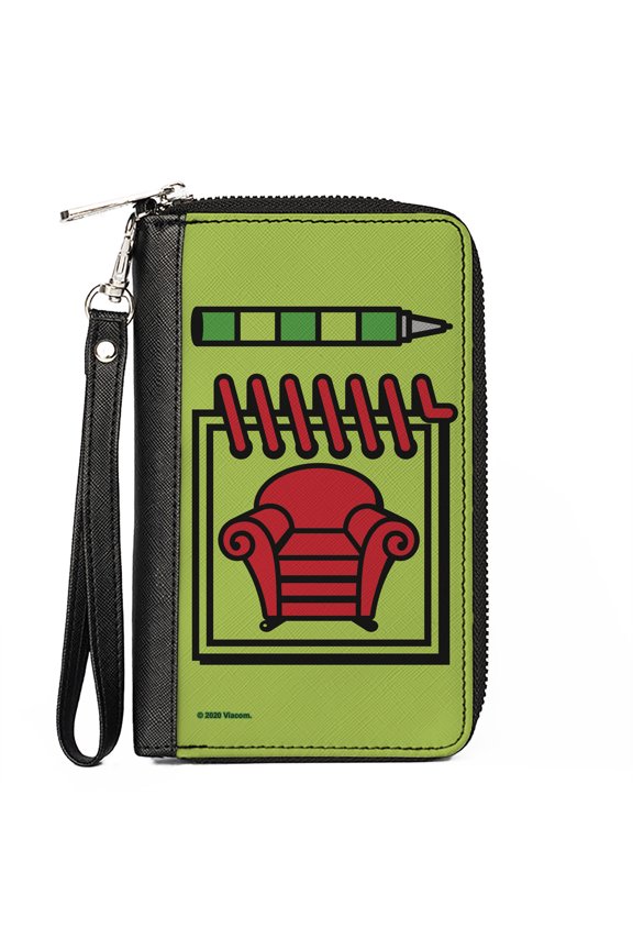 Nickelodeon Wallet, Zip Around, Blues Clues Steves Handy Dandy Notebook Stripes Green, Vegan Leather