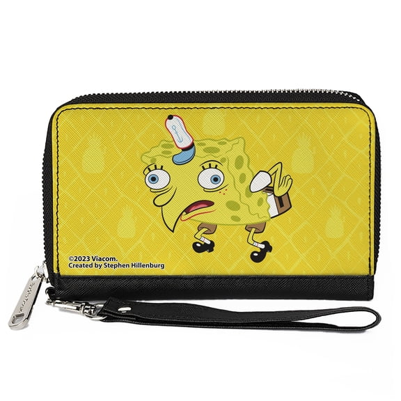 Nickelodeon Wallet, Zip Around, Mocking SpongeBob Pose Pineapple Close Up Yellows, Vegan Leather