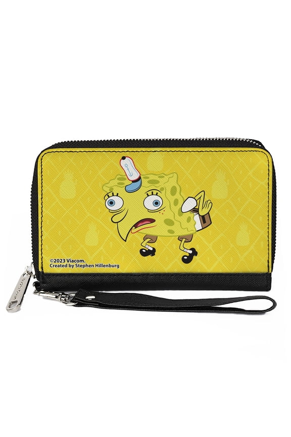 Nickelodeon Wallet, Zip Around, Mocking SpongeBob Pose Pineapple Close Up Yellows, Vegan Leather