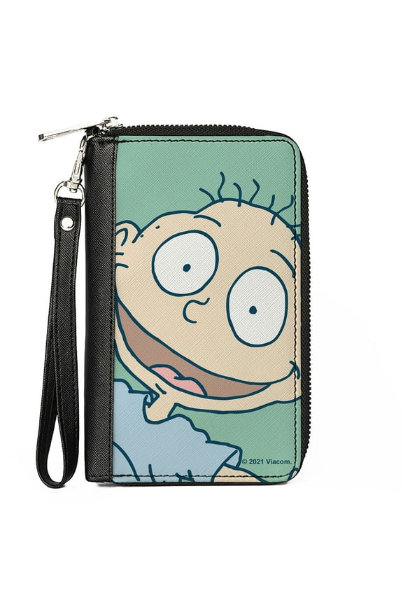 Nickelodeon Wallet, Zip Around, Rugrats Tommy Pickles Face Close Up Seafoam Green, Vegan Leather