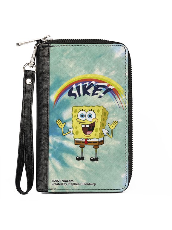 Nickelodeon Wallet, Zip Around, SpongeBob SquarePants Rainbow Sike Pose Blues, Vegan Leather