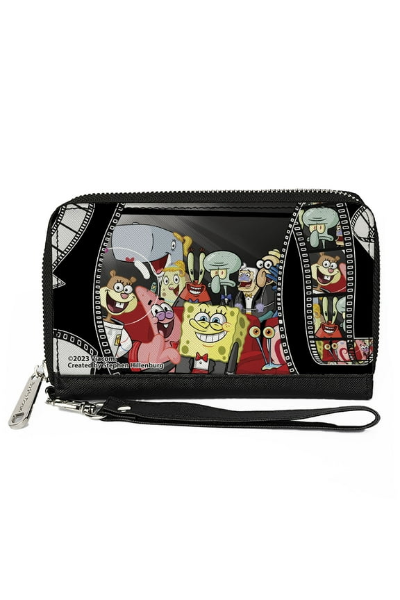 Nickelodeon Wallet, Zip Around, Spongebob Group On Red Carpet Film Strip, Vegan Leather