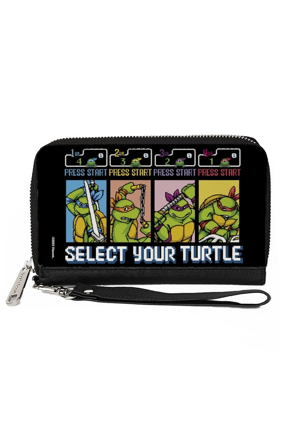 Nickelodeon Wallet, Zip Around, Teenage Mutant Ninja Turtles Select Your Turtle Arcade Scene, Vegan Leather