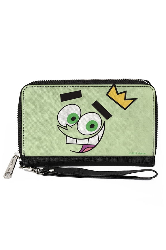 Nickelodeon Wallet, Zip Around, The Fairly OddParents Cosmo Face Expression Close Up Green, Vegan Leather