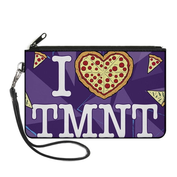Nickelodeon Wallet, Zip Clutch, Classic TMNT Turtles Pose Got Pepperoni Pizza Gold Red, Canvas